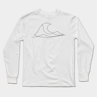 Great Wave - One line art - W2 Long Sleeve T-Shirt